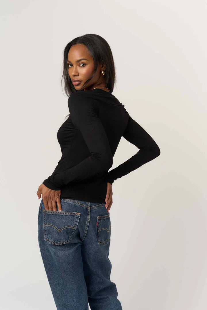 Project Social Solace V-Neck Long Sleeve - Black