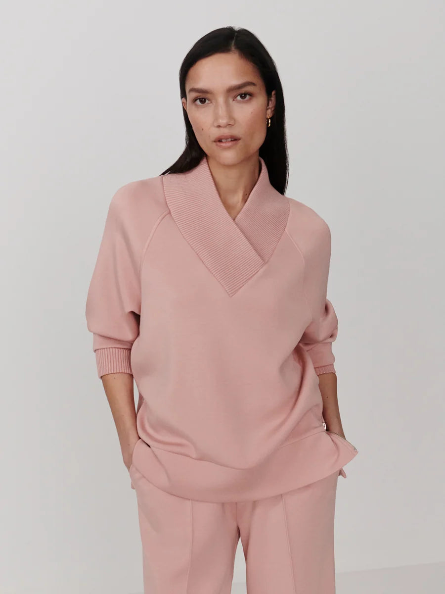 Varley Macie Zip-Hem Sweater Misty Rose