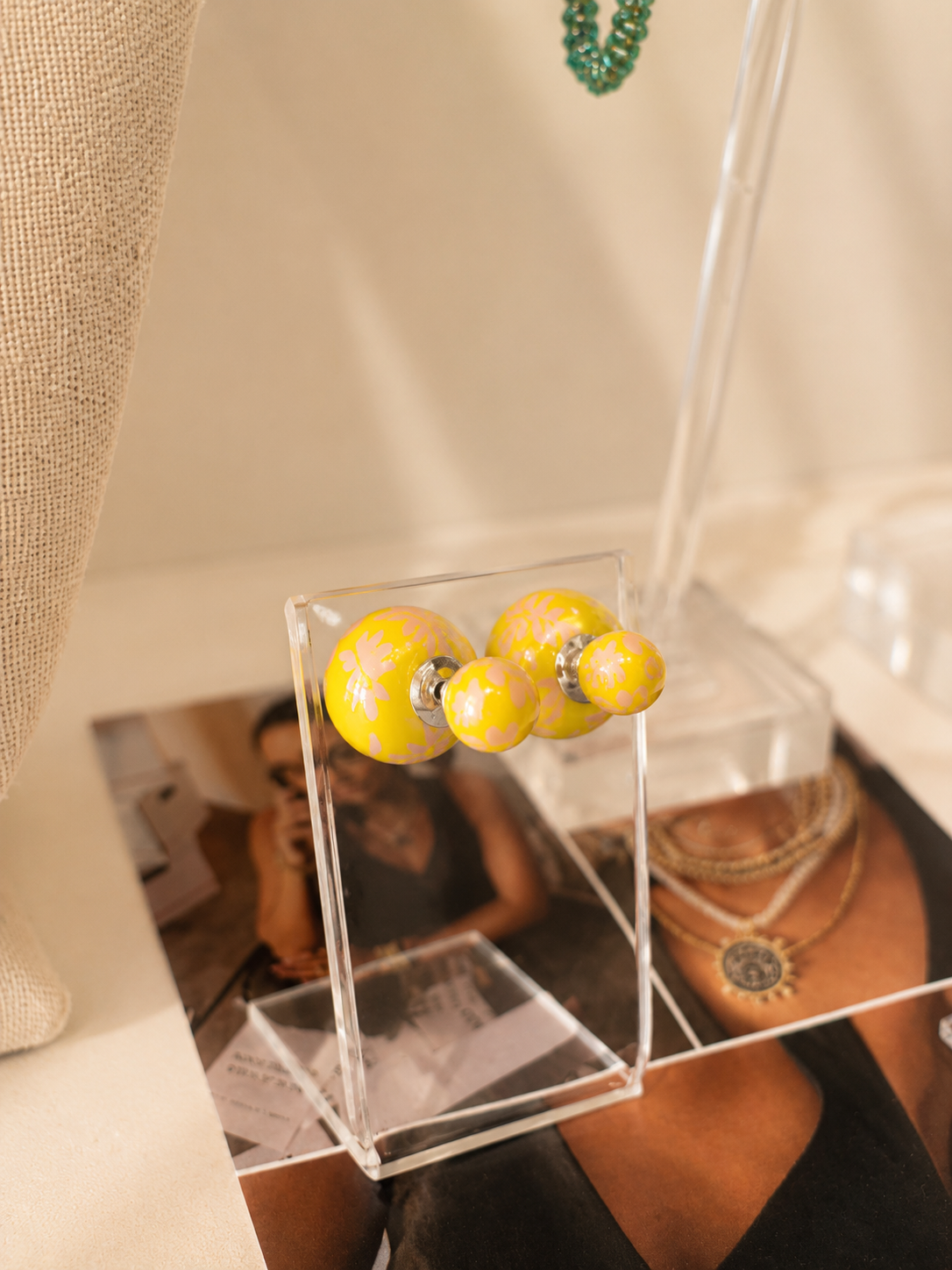 Yellow Double-Sided Earrings