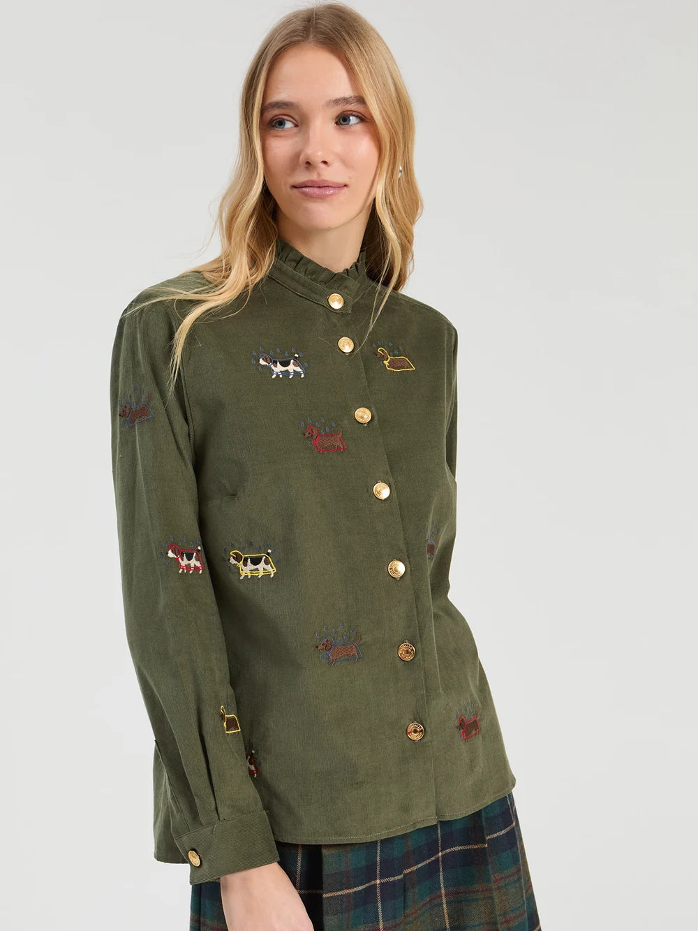 Vilagallo 33928 Fine Corduroy Green Shirt