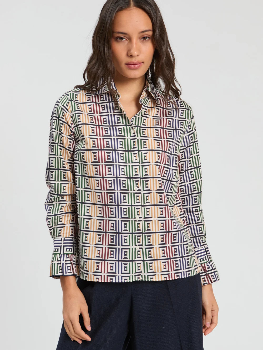 Vilagallo Geometric Circle Print Shirt 34012