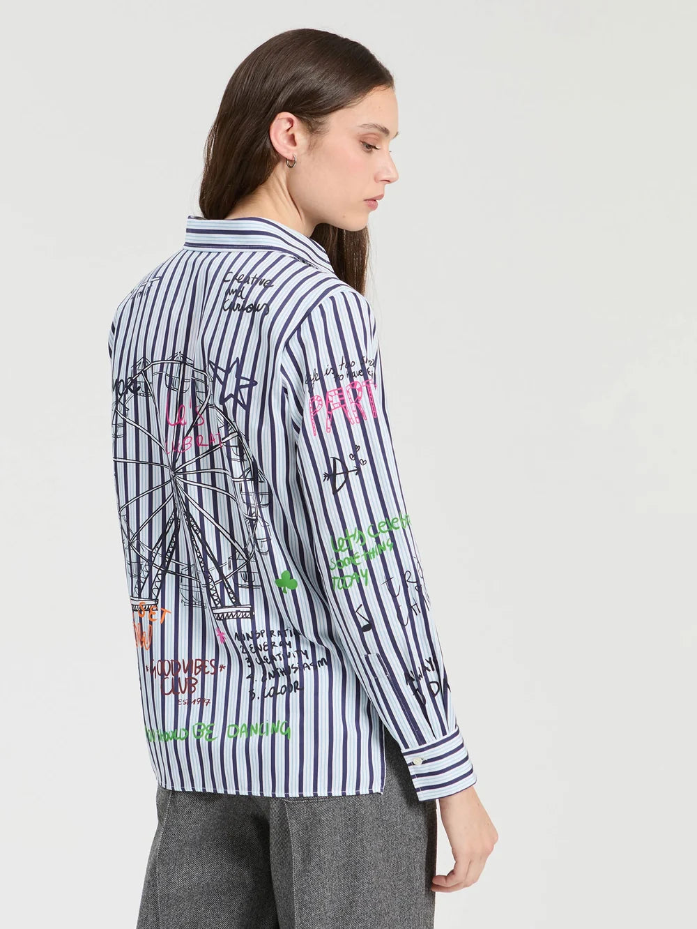 Vilagallo Striped Shirt Ferris Wheel Print 34022