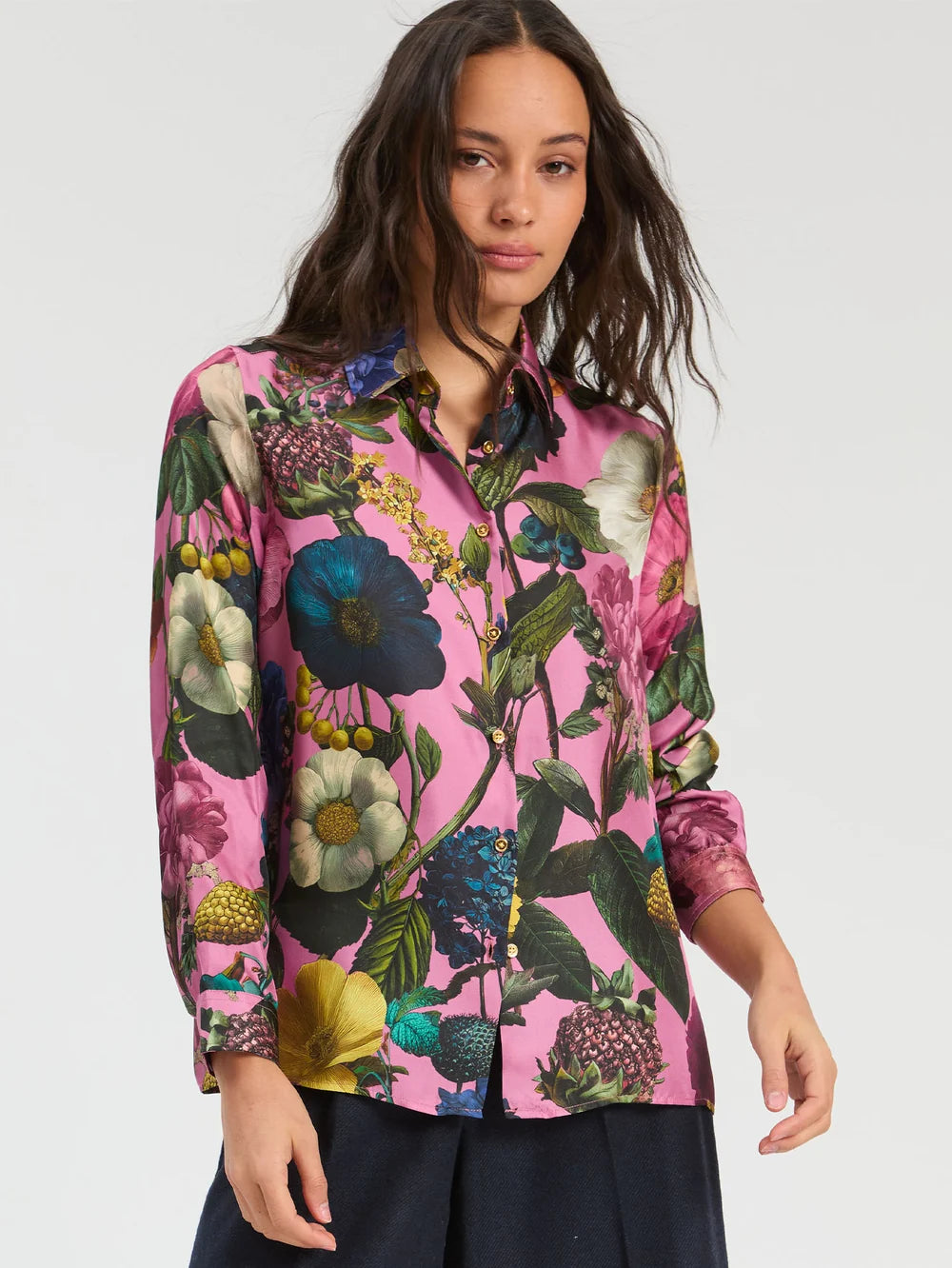 Vilagallo 34098 Pink Floral Silk Shirt