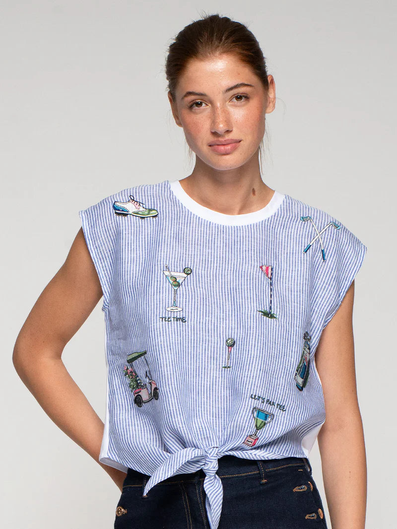 Vilagallo 33243 Blue Striped T-Shirt Golf Knot