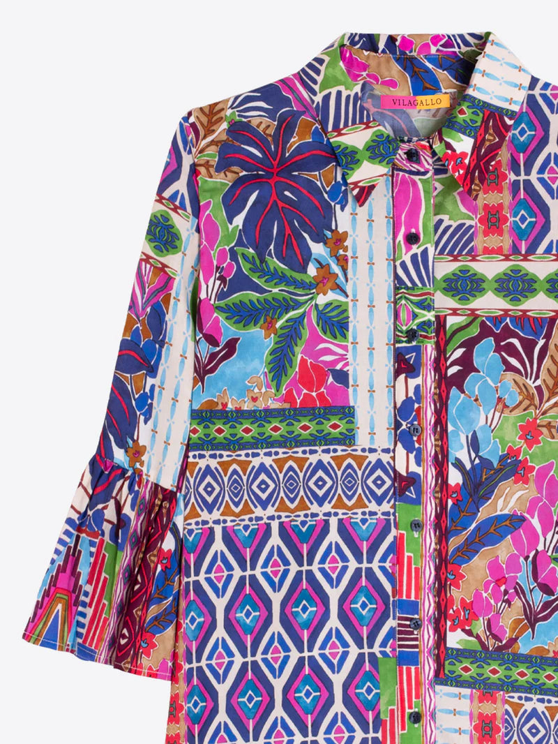 Vilagallo 33323 Multicolor Patchwork Print Short Dress