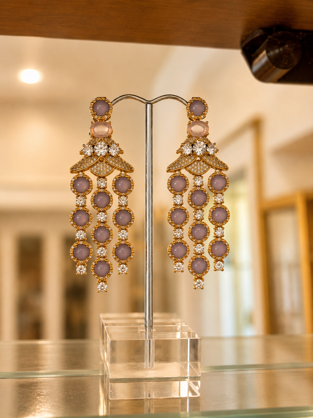 Purple Dangle Drop Earrings