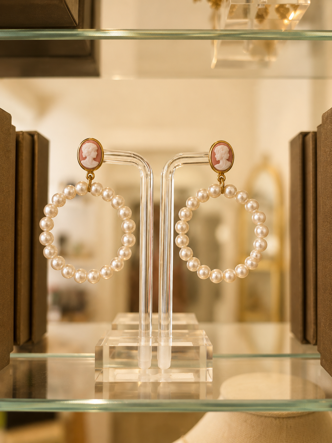 Pearl Hoop Earrings with Top Detail