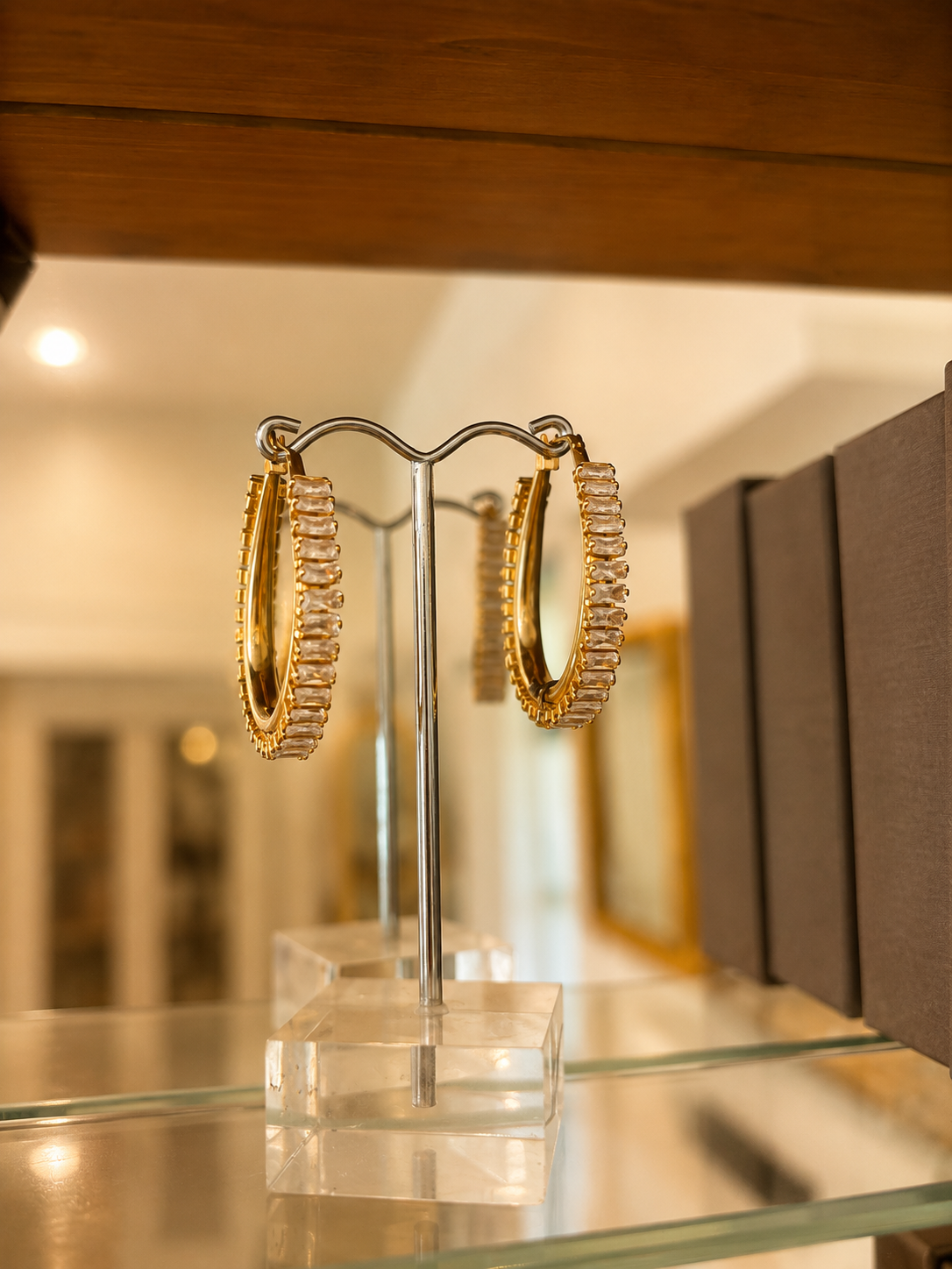 Hoop Crystal Gold Earrings