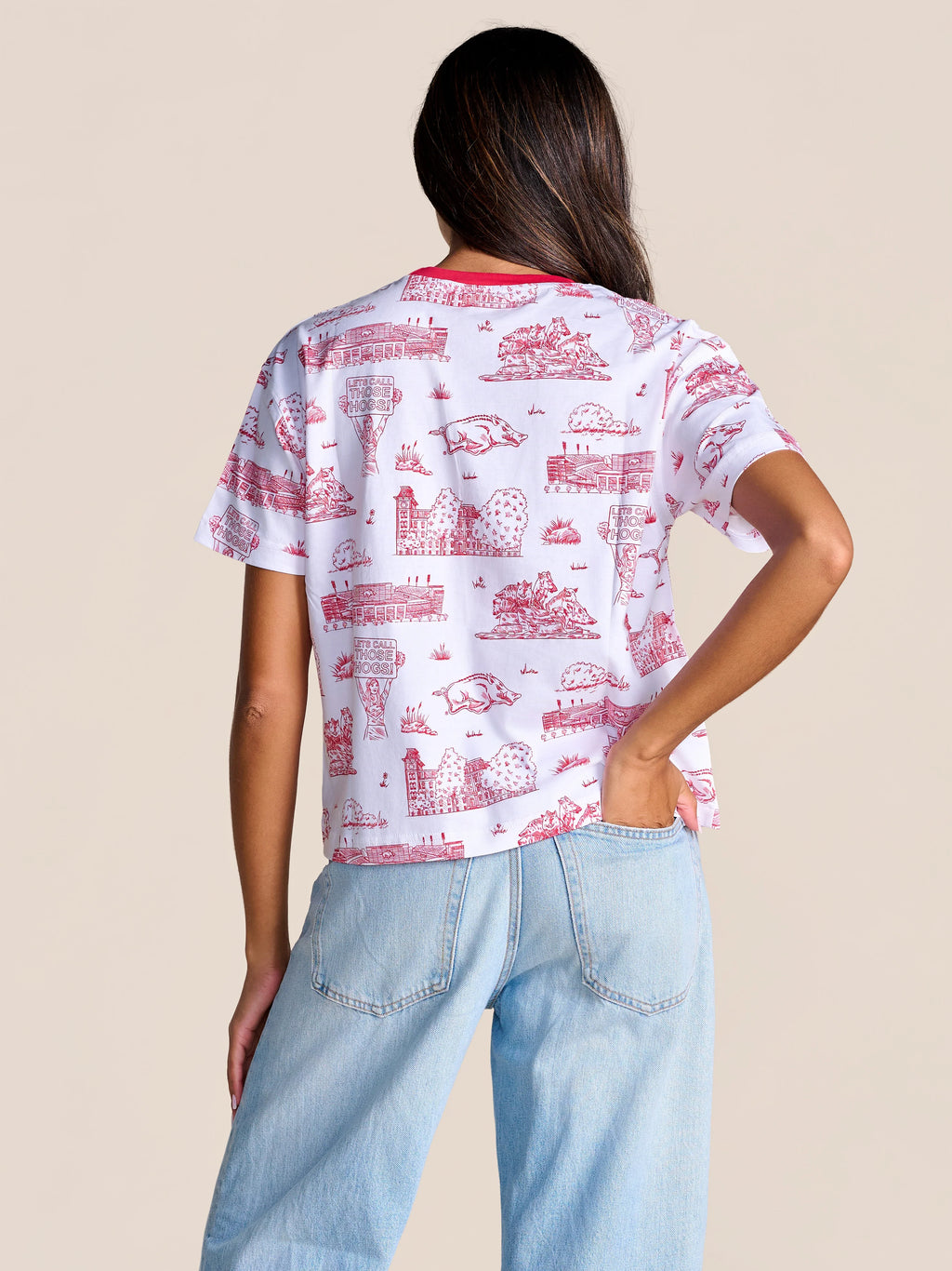 The Team Toile Embroidered Tee | Arkansas