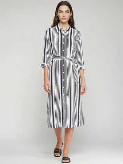 Vilagallo 33649 Black Striped Shirt Dress Dolce Far Niente