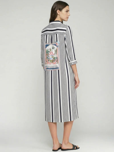 Vilagallo 33649 Black Striped Shirt Dress Dolce Far Niente