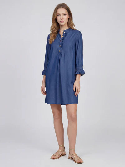 Vilagallo 33597 Blue Denim Dress with Ruffles