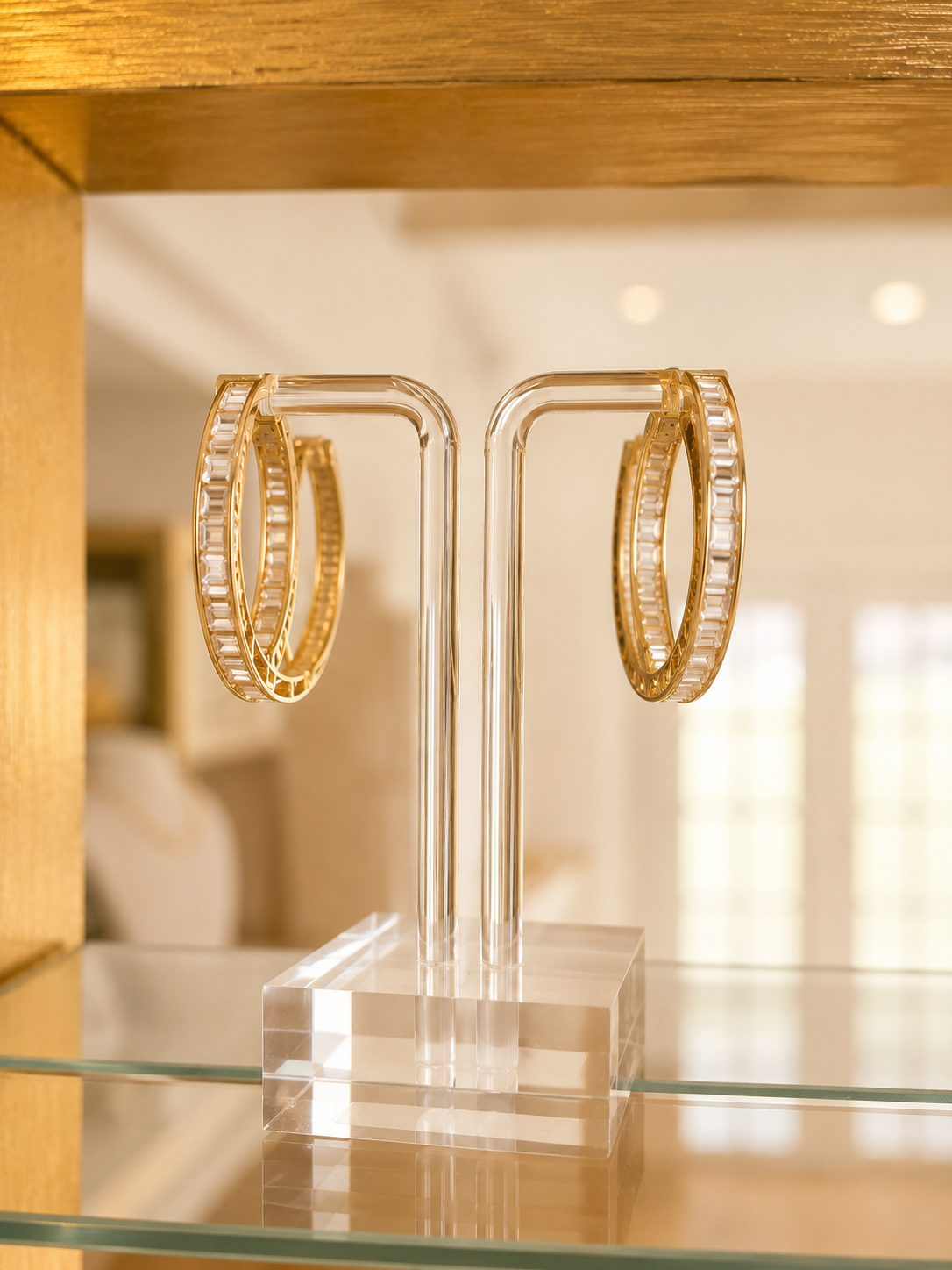 Jeweled Gold Hoop Earrings
