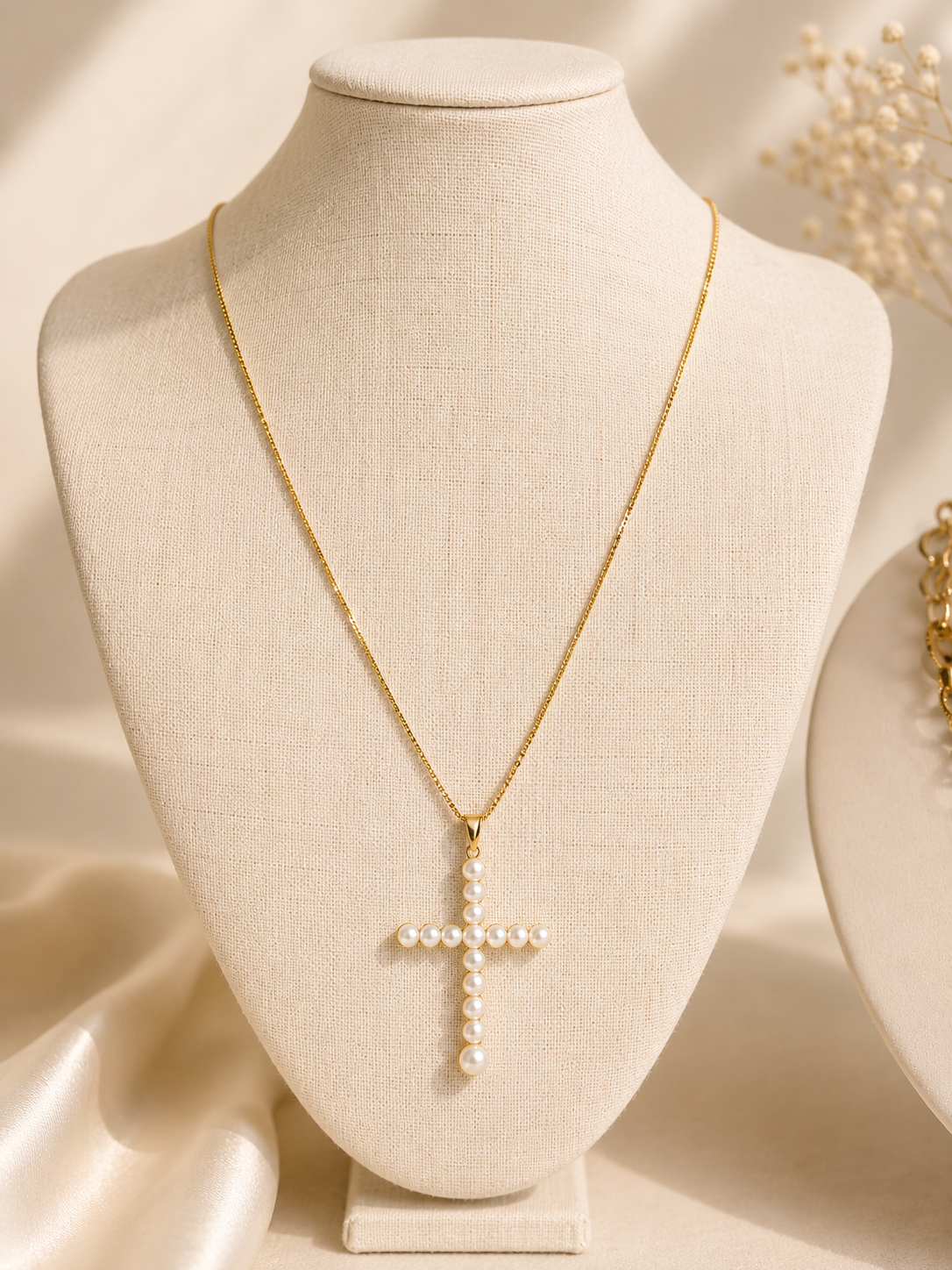 Cross Necklace with Pearls