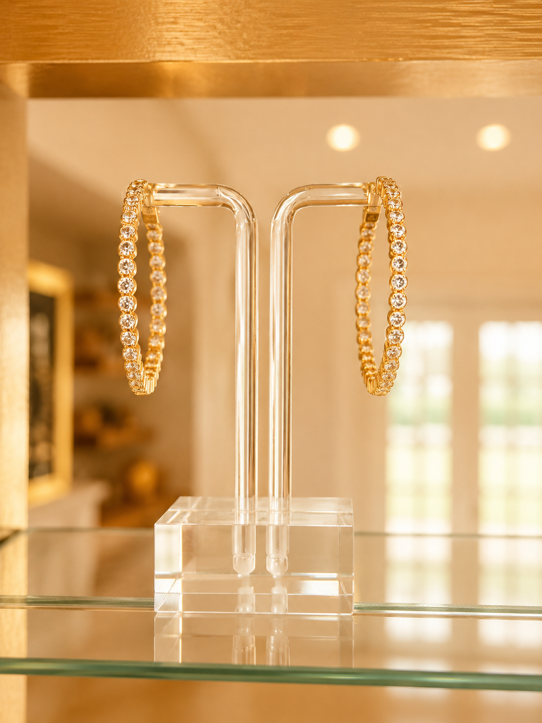 Crystal Hoop Earrings Gold