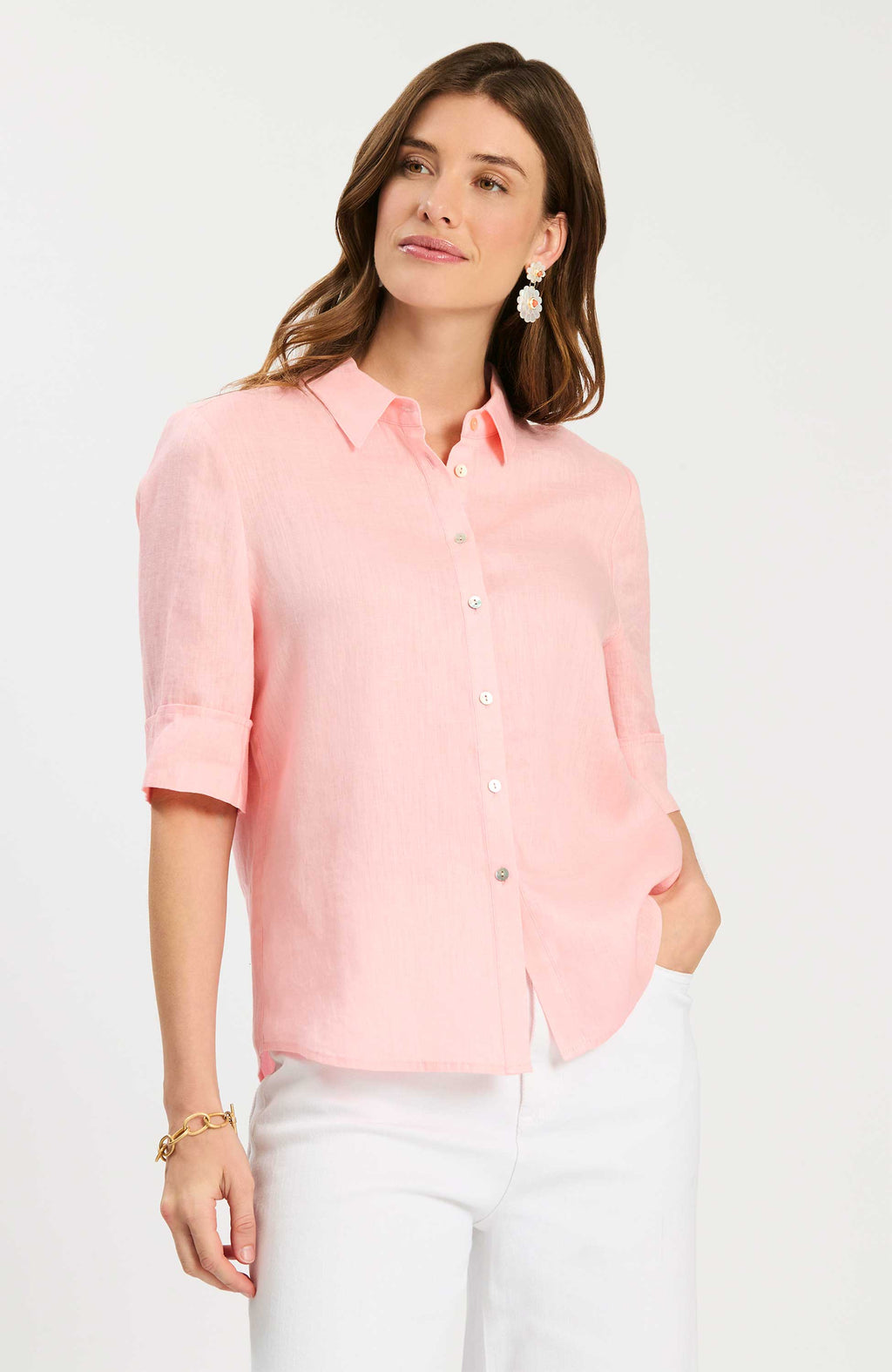 Tyler Boe 30006EE Tommy Linen Shirt in Pale Rosette