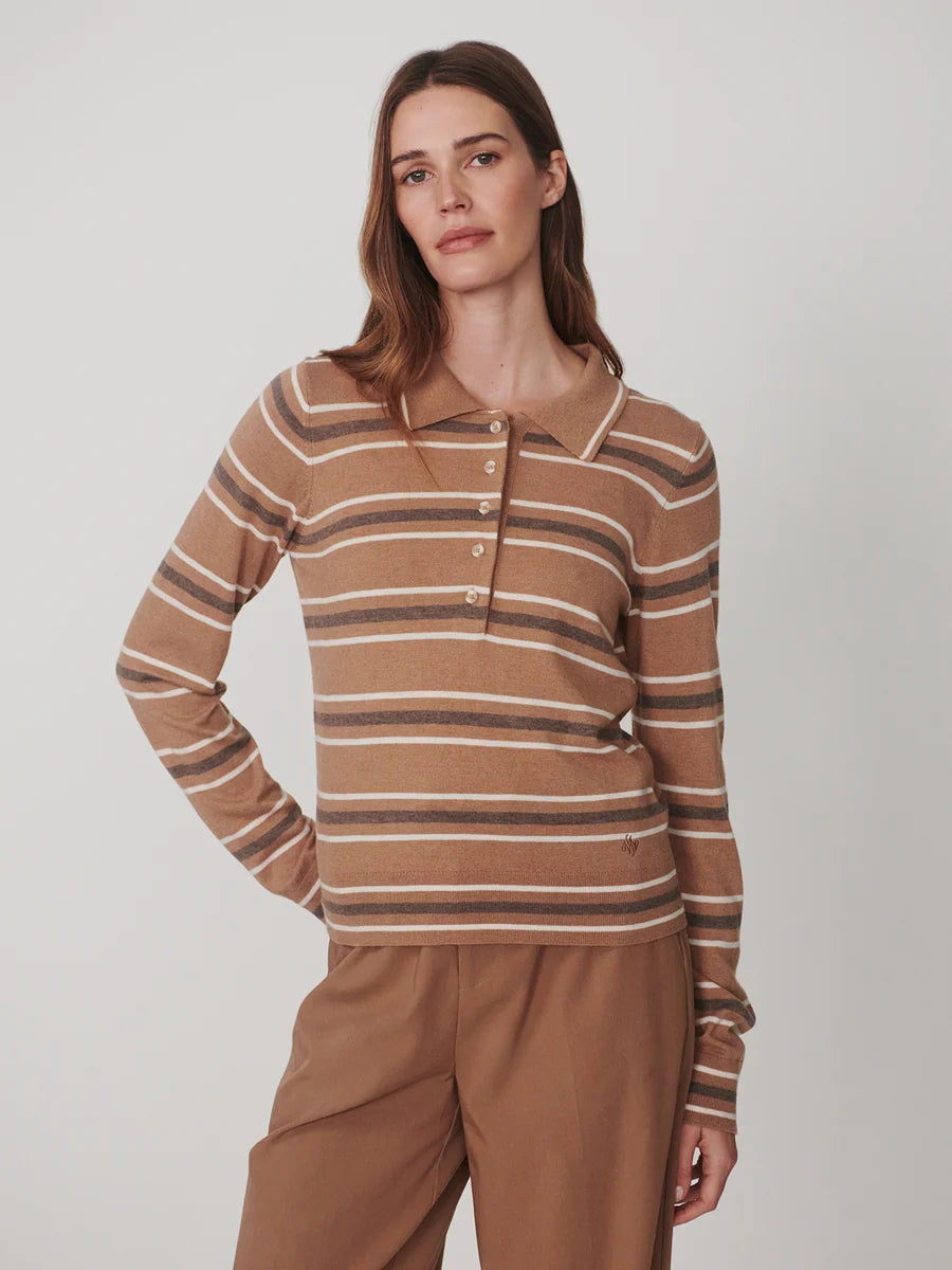 Varley Mayra Stripe Knit Polo