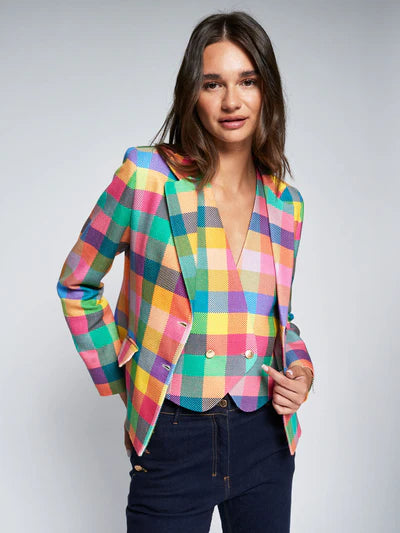 Vilagallo 33556 Multicolor Gingham Plaid Jacket