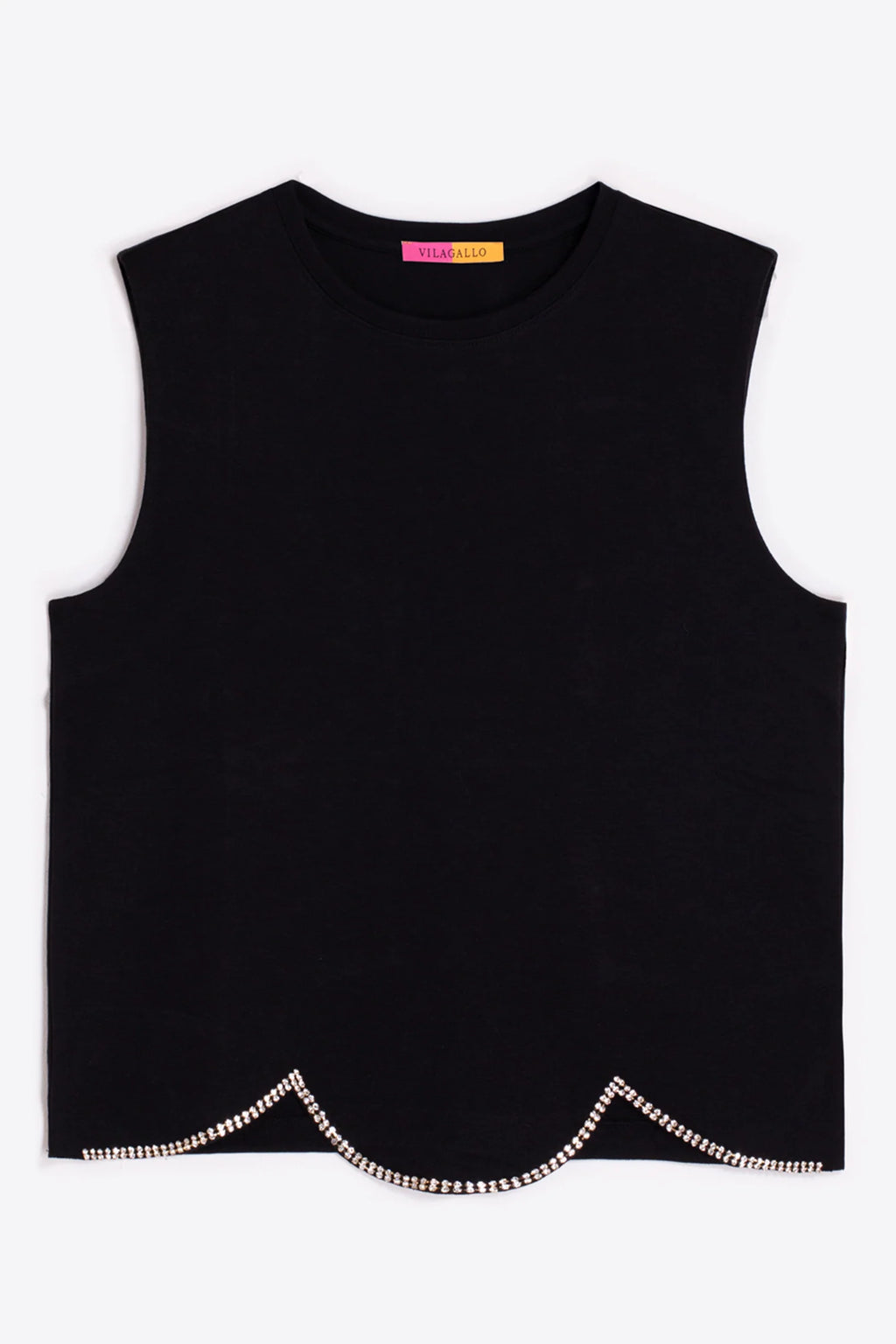 Vilagallo 33261 Black Diamonte Hem Sleeveless Top