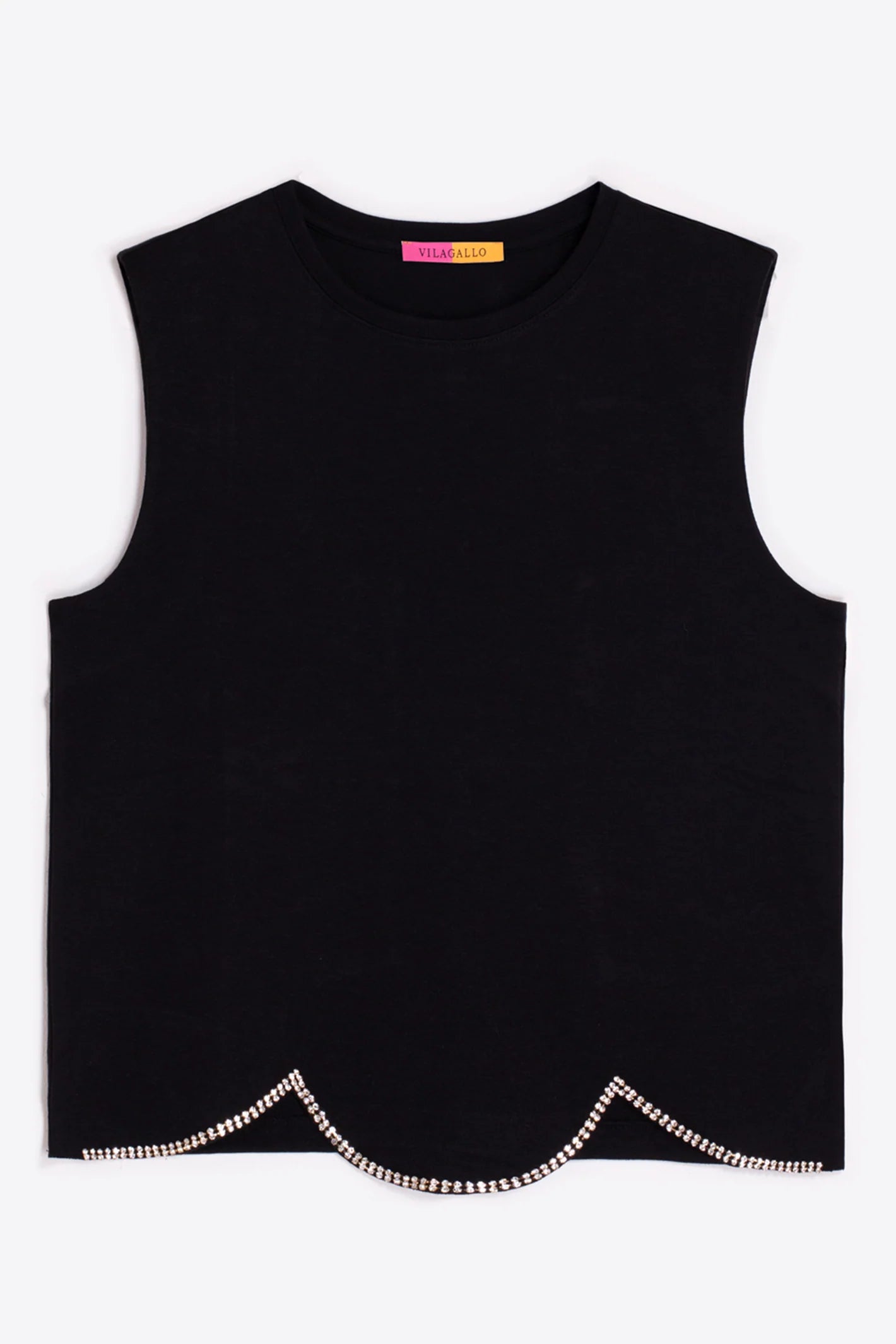 Vilagallo 33261 Black Diamonte Hem Sleeveless Top