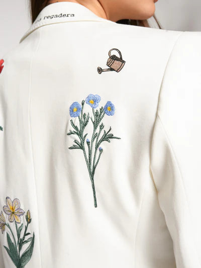 Vilagallo 33221 White Jacket with Embroidered Flowers
