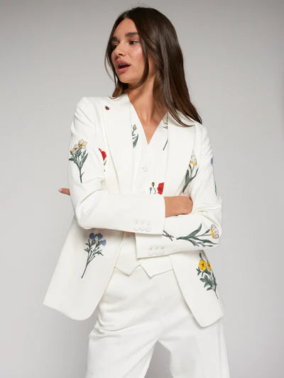 Vilagallo 33221 White Jacket with Embroidered Flowers