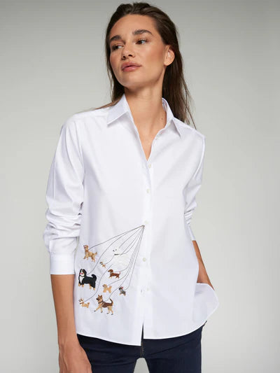 Vilagallo 33238 White Shirt Embroidered Dogs