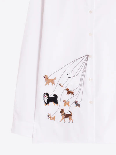 Vilagallo 33238 White Shirt Embroidered Dogs