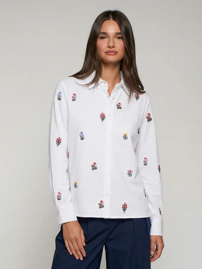 Vilagallo 33382 White Shirt with Floral Embroidery