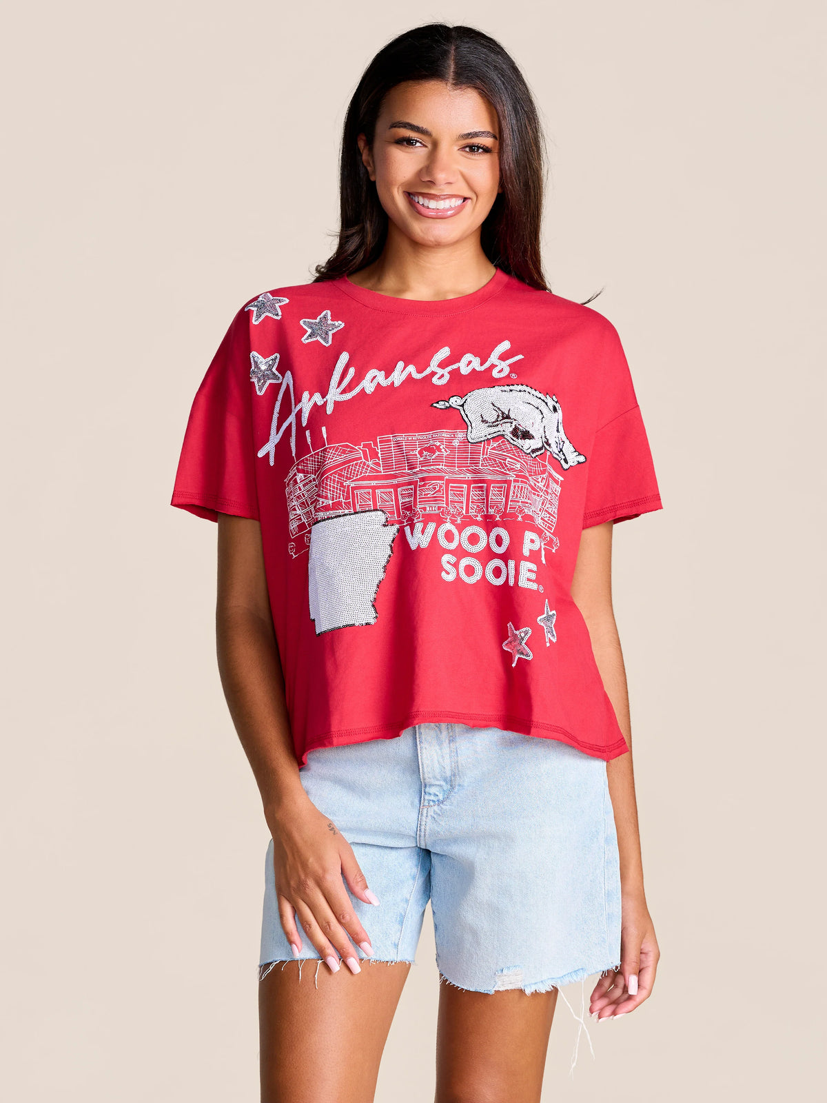 The Fourth Quarter Sequin Tee | Arkansas