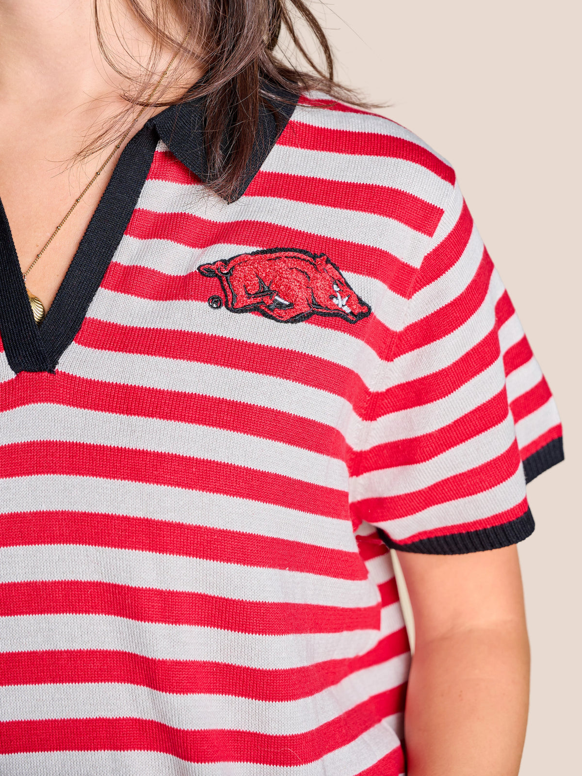 The Spirit Stripe Collared Sweater | Arkansas