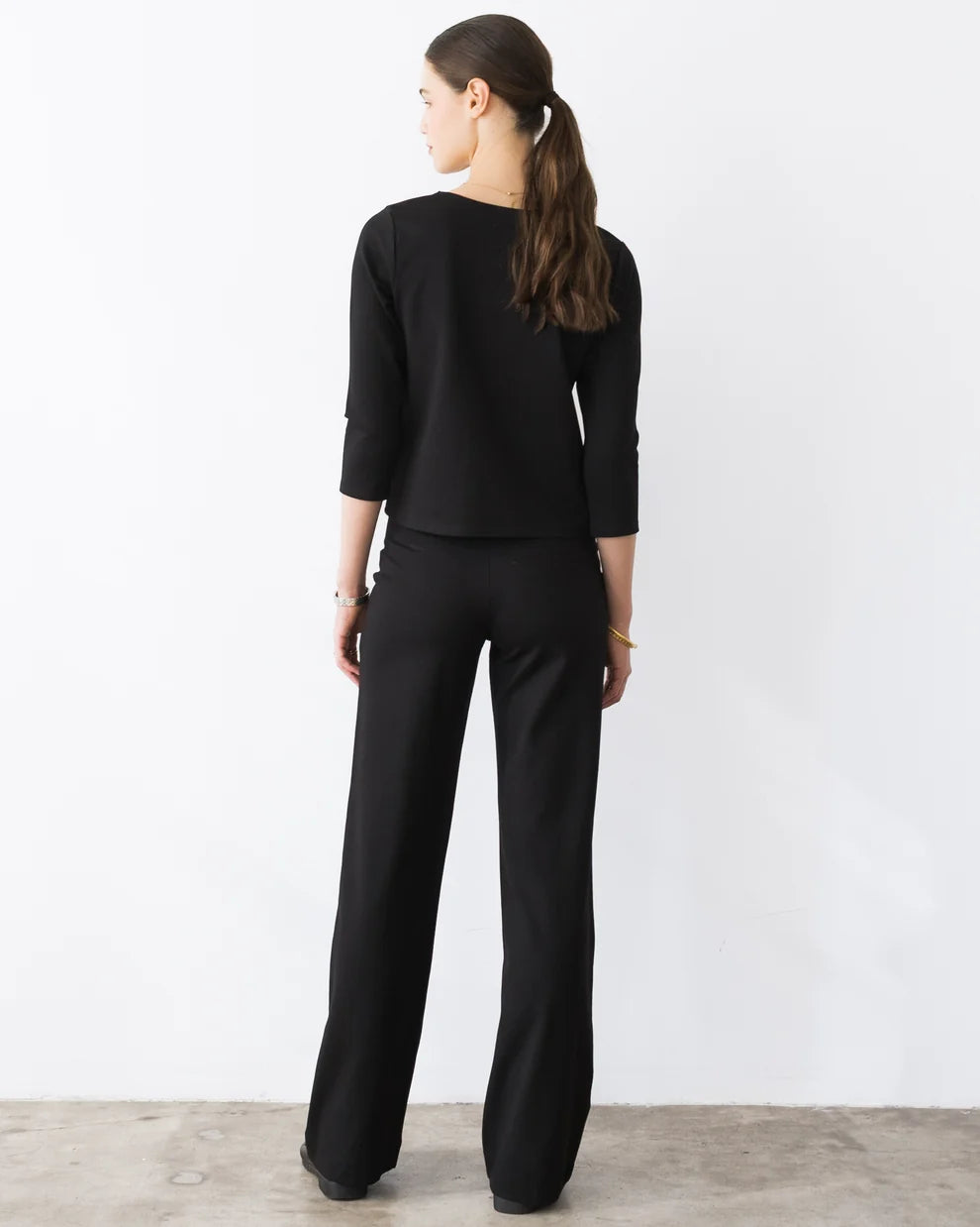 Ripley Rader Black Ponte Knit Long Straight Leg Pant