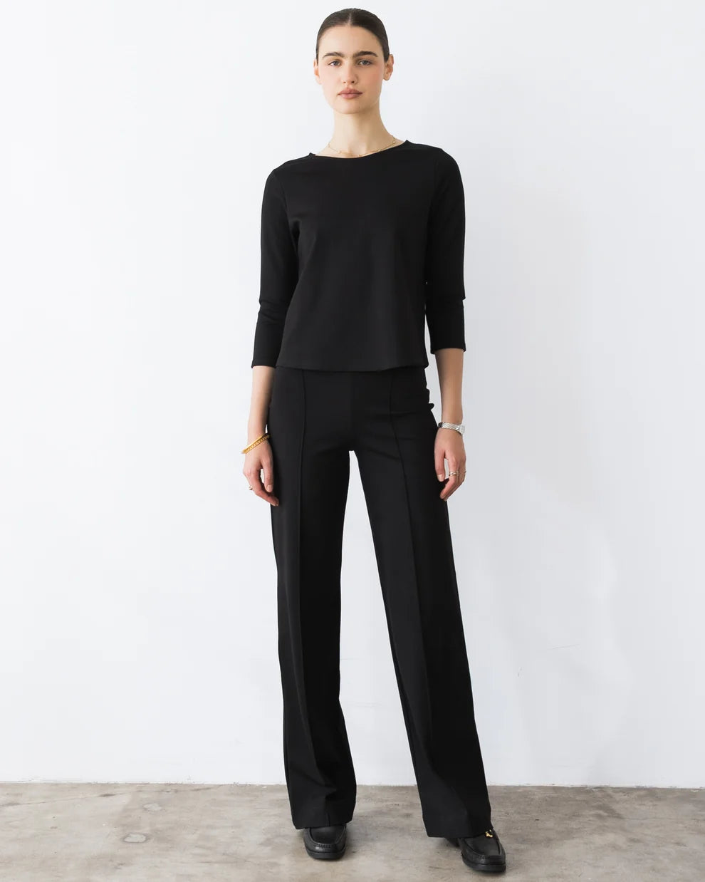 Ripley Rader Black Ponte Knit Long Straight Leg Pant