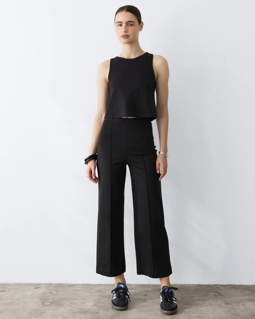 Ripley Rader Black Ponte Knit Cropped Straight Leg Pant