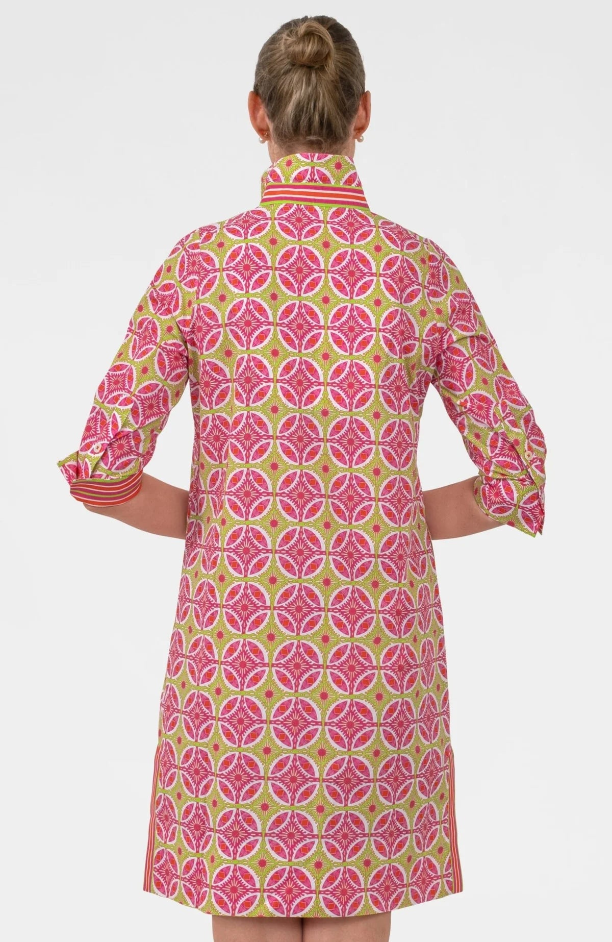 Gretchen Scott Shirt Tail 2.0 Dress - Smell The Roses- Pink/Lime