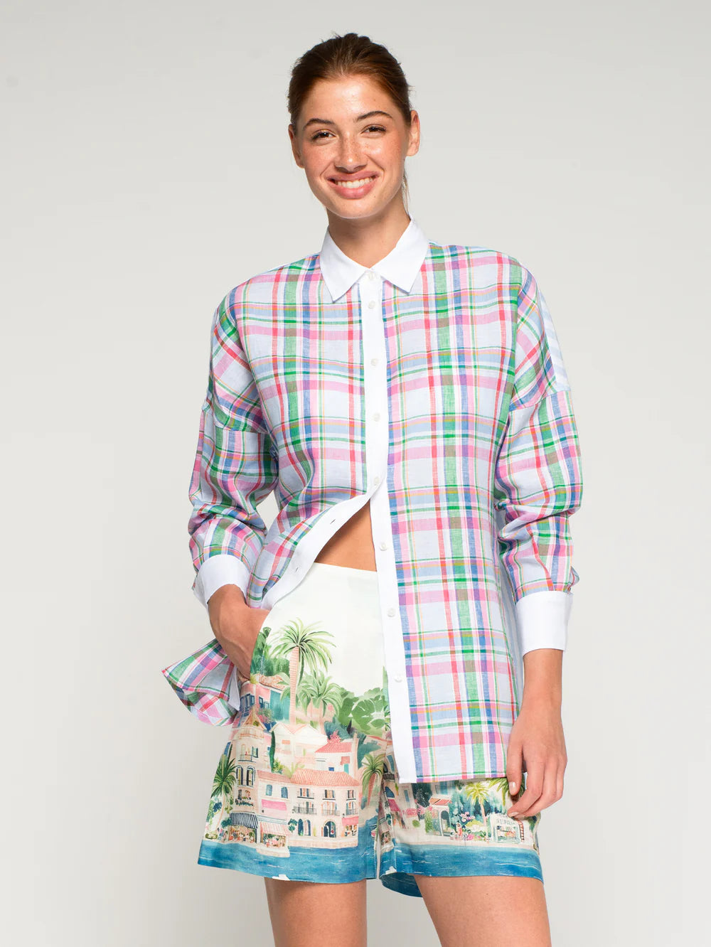 Vilagallo 33365 MULTICOLORED PLAID SHIRT WITH WHITE COLLAR